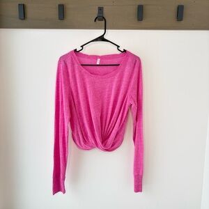 Free People Movement Twist Front Long Sleeve Top Pink - Size Large